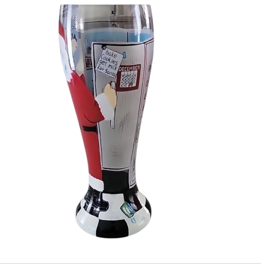 Lolita "Who Needs Milk and Cookies" Santa Claus  Beer Glass 16oz - Picture 3 of 6